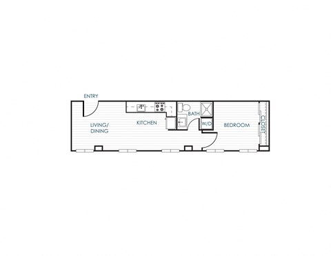Floor plan for 1 bed, 1 bath, 655 sqft
